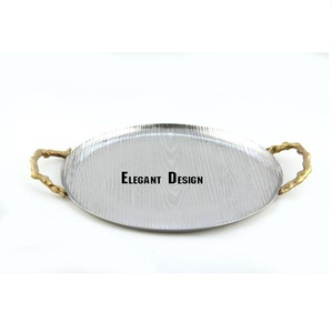 Superior Quality Brass Serving <b>Platter</b> Customized Shape Decorative Serving Dish Classic Luxurious Best Brass Serving Tray - Product Image 5