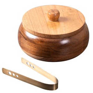 Cazuela de madera Chapati, forma redonda, caja de Chapati de diseñador hecha a mano, encimera clásica y elegante, artículos de cocina, cazuela Chapati - Product Image 1
