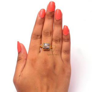 Natural Stone Cushion Shape Ethiopian Opal Copper Ring Wholesale Gemstone Fine <b>Jewellery</b> Ring 925 Solid Sterling <b>Silver</b> Ring - Product Image 4