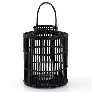 Linternas decorativas de ratán con mango, color negro, ideales para usar en el jardín o patio, para una sensación acogedora - Product Image 2