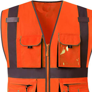 Chaleco de seguridad laboral reflectante de alta visibilidad con logotipo personalizado Material impermeable de poliéster y nailon para trabajo público al aire libre - Product Image 6