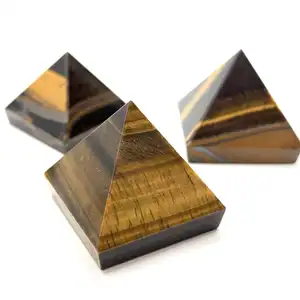 Wholesale Natural Crystal Tiger Eye Pyramid Top Polished Gemstone Tiger Eye pyramid For Healing Home Decor from elegant Agate