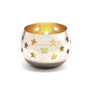 Fancy Decorative <b>Star</b> Cut Design Metal Votive Candle Holders for Wedding Party Decoration Silver Round Candle Jar - Product Image 5
