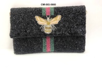 Camo Queen Beaded Envelope Clutch Pink And Green Stripes Honey bee flap portefeuilles pour femmes à la mode et élégantes