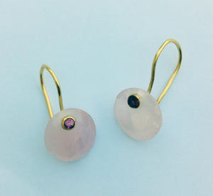 Pendientes de plata de ley 925, gemas preciosas grandes chapadas en oro puro, a la moda Pendientes de amatista y topacio, moda y encanto - Product Image 4