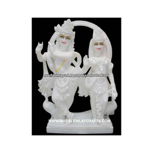 Statue de marbré Radha Krishna, de style indien en marbre blanc, makporte-pierre - Product Image 1
