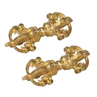 Vajra Dorje Tibétain Sculpté de Haute Qualité, Objets Religieux en Bronze Gravé, Décoration Dorée pour la Maison et le Bureau, Rituel Bouddhiste Portable