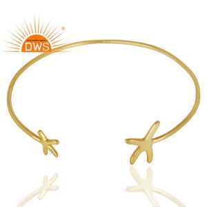 Bracelet de styliste en forme d'étoile de poisson, plaqué or, en argent sterling, manchette ouverte et ajustable, offre spéciale, - Product Image 2