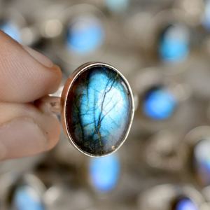 Natural Gemstone Rings Ring Necklace Labradorite Silver <b>Overlay</b> Ring Hidden for Wholesale Price Hula Hoop Loose Gemstone - Product Image 5
