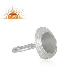 Bague avec pierre de lune précieuse grise naturelle, en argent sterling 925, ajustable, fournitures de bijoux - Product Image 2