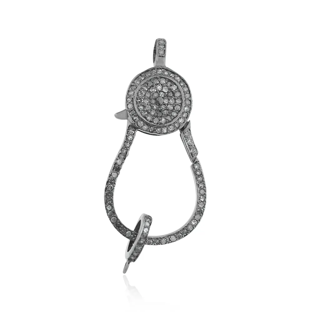 Designer Clasp Lock Handmade 925 Sterling Silver .68ct Pave Set Diamonds Component Finding Jewelry Metarock Jewels