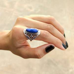 แหวนเงินแท้ 925 แบบปรับแต่งได้ งานแฮนด์เมด ดีไซน์หรูหรา ประดับพลอยลาพิส สำหรับงานแต่งงาน งานปาร์ตี้ ขายส่ง - Product Image 5