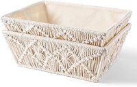 100% fait à la main Boho décor boîte avec corde de coton macramé tissé décoratif comptoir panier de rangement amovible tissu doublure Art décor