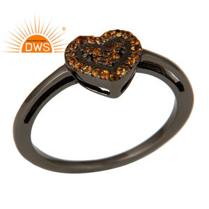 Glorious Spessartite Gemstone Ring Silver Jewelry Manufacturer Black <b>Oxidized</b> 925 Silver Heart Design Ring Classic Collection - Product Image 1