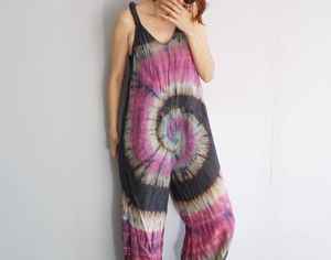 Gran oferta, mono Floral Tie-Dye con bolsillos, pantalones de pierna ancha holgados elegantes informales para mujer, ropa de playa - Product Image 4