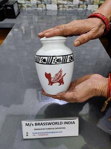 อุปกรณ์งานศพทำจากอลูมิเนียมสำหรับเผาหน้าแมวสีเขียวภาพวาดด้วยมือ - Product Image 4