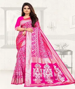 Damen bekleidung Pure Soft Litchi Silk Sari Mit Web arbeit All Over Design für Hochzeit und besonderen Anlass