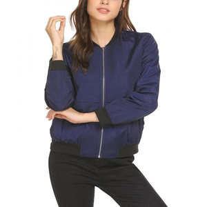 Chaqueta de bombardero de talla grande para mujer, ligera, de algodón con estampado personalizado, transpirable con soporte de cremallera, Color personalizado, a prueba de viento - Product Image 6