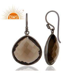 Fournitures de bijoux en pierre précieuse, boucles d'oreilles pendantes, Rhodium noir, argent Sterling, vente en gros - Product Image 2