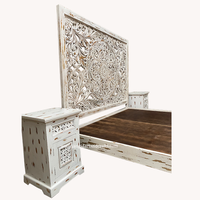 Lit Double en bois massif de style indien, magnifique, personnalisé, nouveau design de luxe, lit king size, sans rangement,