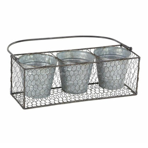 Macetas y jardineras de alambre de pollo de hierro para jardín hechas a mano, diseño de cubo, soporte de Metal decorativo para uso doméstico, soporte de maceta barato - Product Image 1