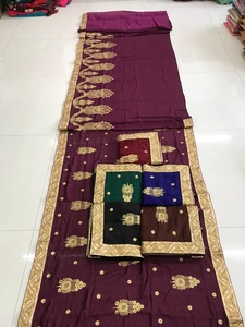 Bollywood Designer Saree Designer Miroir Travail Fleur Conception Tissu De Soie Doux Impression Numérique Marron Couleur Sari avec Blouse Inde Alphanumero - Product Image 2