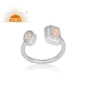 Opale Éthiopienne naturelle Et Arc-En-Ciel Pierre de Lune Anneau de Pierres Précieuses Bijoux Fine 925 Bague Ouverte En Argent Sterling Bijoux - Product Image 2