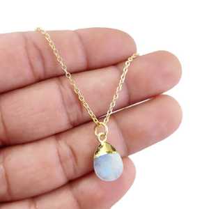 สร้อยคอจี้รูปหยดน้ำชุบอัญมณี, สร้อยคอประดับอัญมณี - Product Image 3