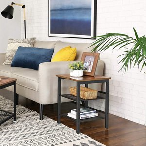 VASAGLE habitación estable marco de Metal estrecho Industrial ajustable Mesa mesita de malla con estantes - Product Image 4