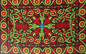 Cafele — housse de lit brodée fait à la main, tapisserie murale style Art uzuk, décoration de fête traditionnelle brodée, noir coloré - Product Image 5