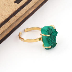 Bague en acier inoxydable plaqué or 24k, design vert, réglable, unisexe, à la mode, doigt ouvert, bon prix, nouvelle collection - Product Image 3