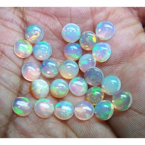 8x8mm Vòng phẳng trở lại Top chất lượng cao cấp tự nhiên ethiopian Trắng Opal lỏng mịn Cabochon đá quý để làm đồ trang sức - Product Image 6