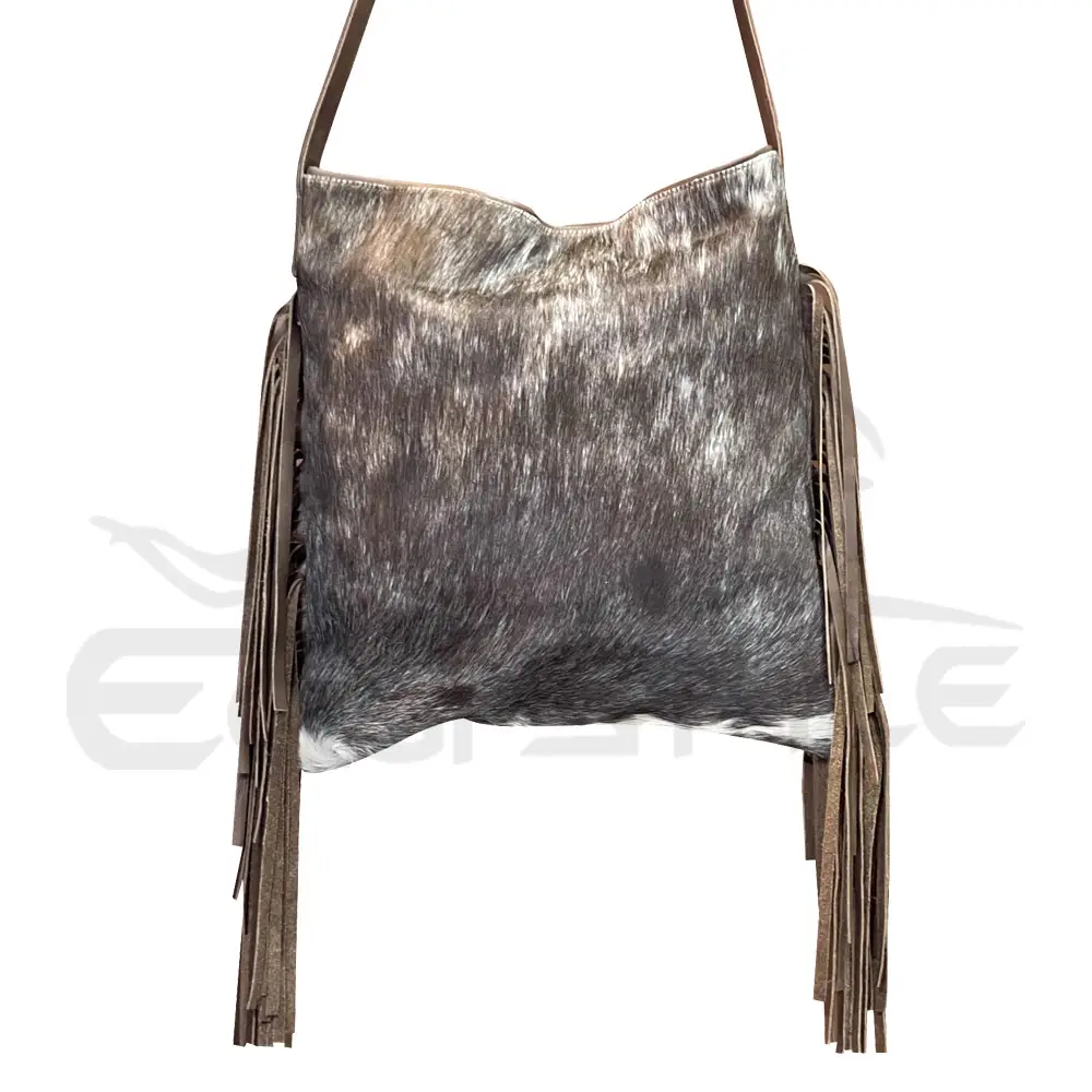 Western Cowhide Bags Brown Fringe Genuine Leather Crossbody Bag Modernistic Style Customized Design Latest Fashion Womens Bags