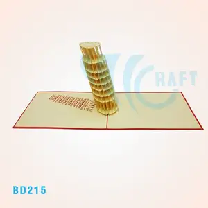 Leaning Tower Of Pisa 3D Pop Up Card Paper Handmade Vietnam Best Seller Design Custom Italy Greeting Card Handicraft