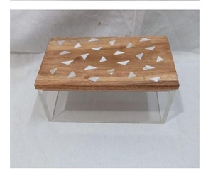 Tapa con incrustaciones de madera de Acacia, tarro acrílico de decoración india, artesanía, caja de mopa de corte láser de madera, estilo árabe, venta al por mayor - Product Image 3