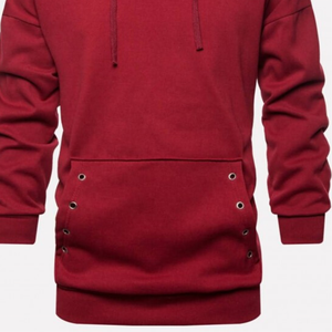 Automne hommes décontracté 100% coton polaire pull à manches longues poches kangourou et col à capuche plaine solide impression conception - Product Image 3