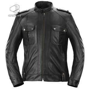 Chaqueta de Invierno para Hombre, Súper Ajustable, de Cuero Genuino, con Cuello Mao y Correas de Ajuste en la Cintura - Product Image 1
