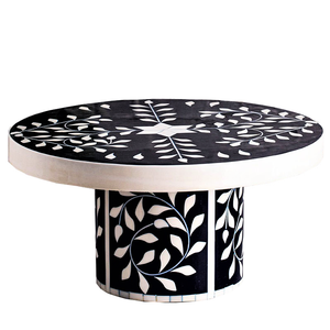 Traditional Ceramic Bone Inlay Cake Stand with Black & White Floral Design Round Shape for Birthday Parties <b>Weddings</b> Home Hotels - Product Image 3