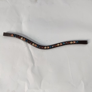 Banda de cristal multicolor en negrita de cuero de primera calidad para montar a caballo, accesorio ecuestre occidental elegante con acentos de cristal - Product Image 5