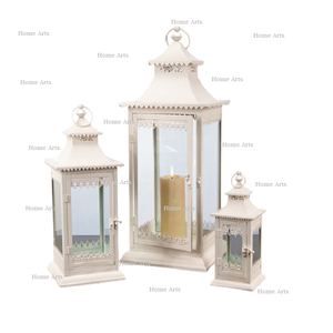 Metal And Glass Silver Color Hanging <b>Lantern</b> <b>Set</b> Of Three Different Size Hanging <b>Lantern</b> For Home Hotel Decor - Product Image 2