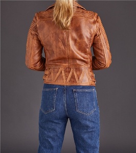 Veste de motard unisexe à fermeture par fermeture avec fermeture éclair, 15 couleurs, marron, peau d'agneau véritable, disponible en toutes les couleurs - Product Image 3