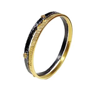 Pulsera de plata de ley 925 chapada en oro con textura de diamante oxidado, venta al por mayor, brazaletes únicos hechos a mano para mujer - Product Image 2