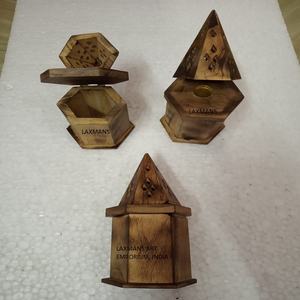 Brown Mango Wood Hand Carved <b>Incense</b> <b>Cones</b> Holders Bakhoor Burners Wholesale Supplier From India - Product Image 1