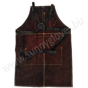 Leather Welding <b>Apron</b> Custom Cowhide Leather Bib <b>Apron</b> Safety <b>Work</b> Welding <b>Apron</b> - Product Image 5