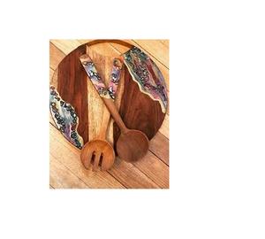 Résine directe d'usine et cuillère en bois pour planche à découper de forme ronde et 2 cuillères pour fabriquées en inde - Product Image 1