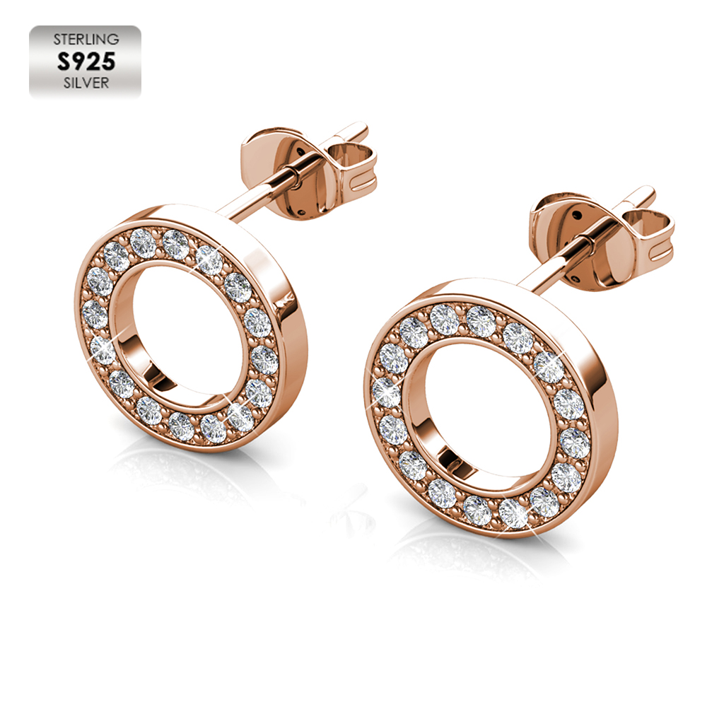 Silver 925 with 18K Rose gold plated circle earrings