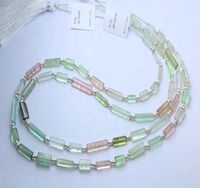 Perles en forme de tube de tourmaline de melon d'eau naturel 8 pouces de qualité rare
