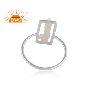 Anillo de piedras preciosas de piedra lunar de arcoíris Natural para niña, joyería fina bonita de plata 925, venta al por mayor - Product Image 3