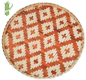 Bandeja de fruta de almacenamiento y servicio clásica redonda de mimbre de bambú hecha a mano ecológica del mejor proveedor para uso en cocina y sala de estar - Product Image 5