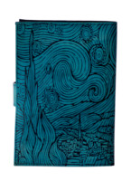 Carnet de notes en cuir rechargeable, livre d'ombres Antique, reliure en cuir, Journal bleu avec couleurs noires, Journal, couverture cadeau, papeterie